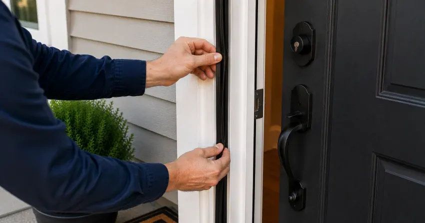 technician performing light test on door seal in Courtice