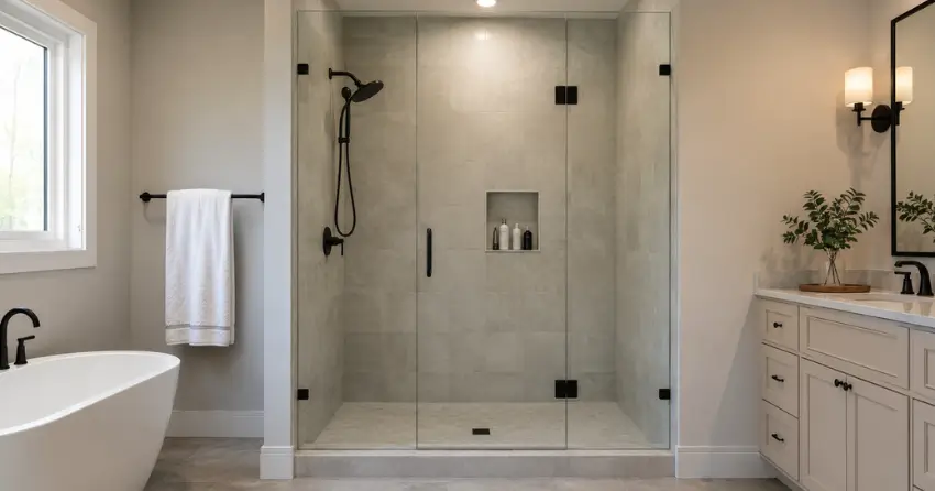 new frameless glass shower door installed in Courtice