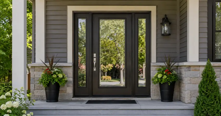 glass entry door with sidelights on a home in Courtice