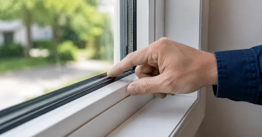 technician inspecting window glass seal in Courtice